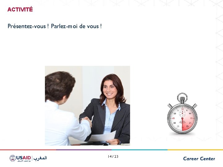 ACTIVITÉ Présentez-vous ! Parlez-moi de vous ! 14 / 23 
