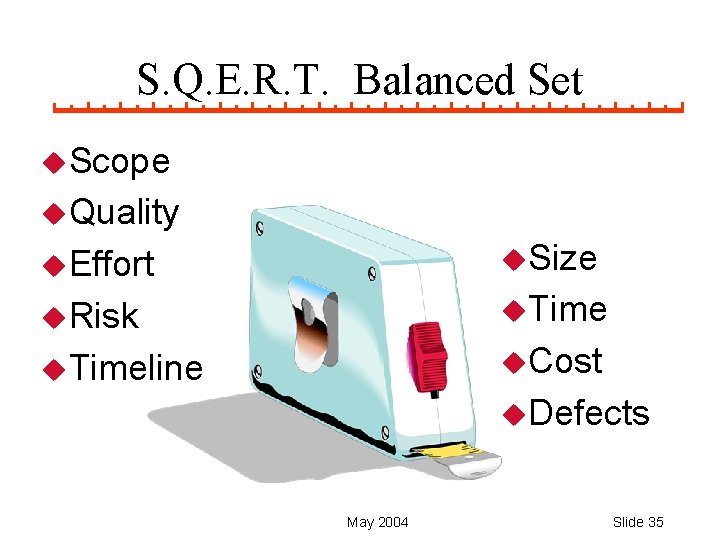 S. Q. E. R. T. Balanced Set u. Scope u. Quality u. Effort u.