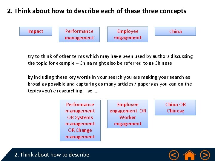 2. Think about how to describe each of these three concepts Impact Performance management