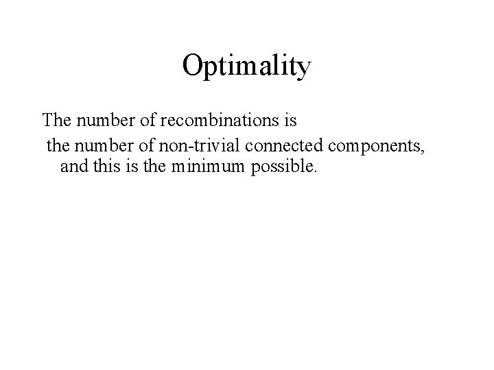 Optimality The number of recombinations is the number of non-trivial connected components, and this