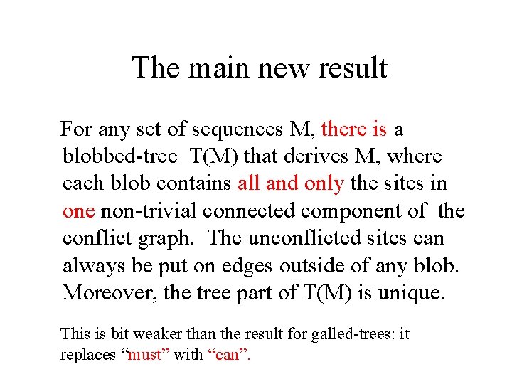The main new result For any set of sequences M, there is a blobbed-tree