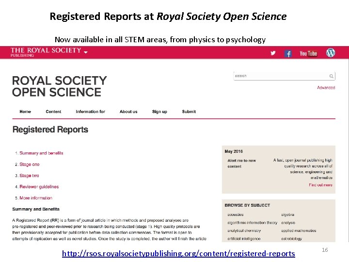 Registered Reports at Royal Society Open Science Now available in all STEM areas, from