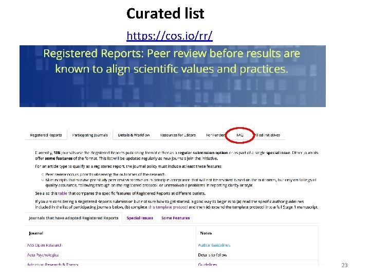 Curated list https: //cos. io/rr/ 23 