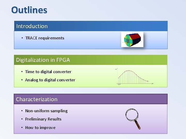 Outlines Introduction • TRACE requirements Digitalization in FPGA • Time to digital converter •