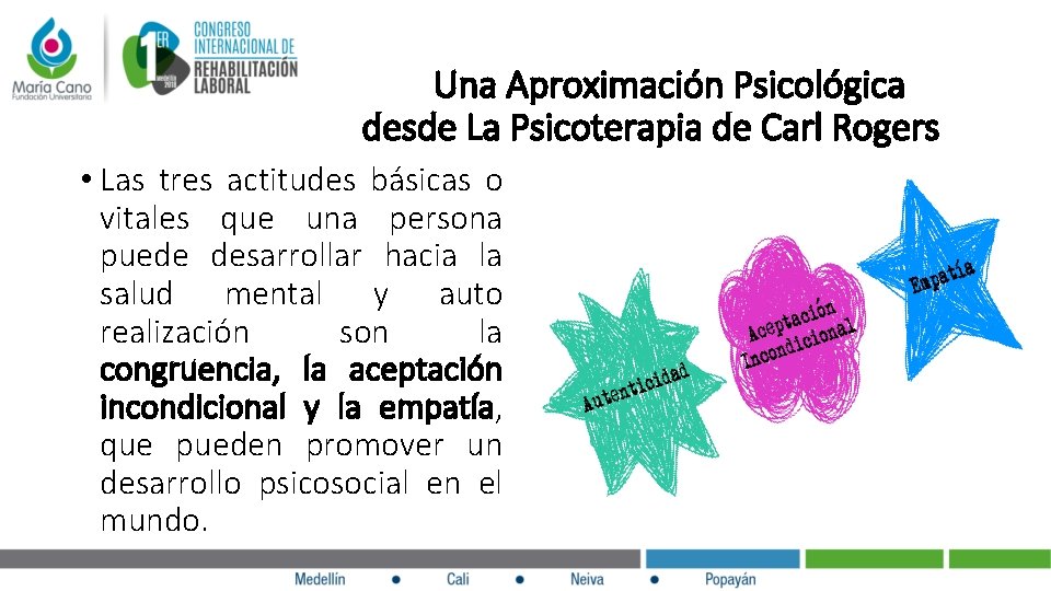  Una Aproximación Psicológica desde La Psicoterapia de Carl Rogers • Las tres actitudes