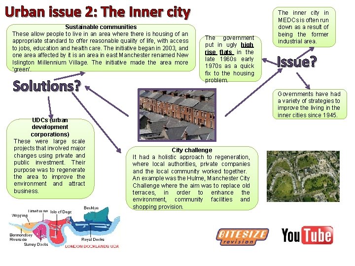 Urban issue 2: The Inner city Sustainable communities These allow people to live in