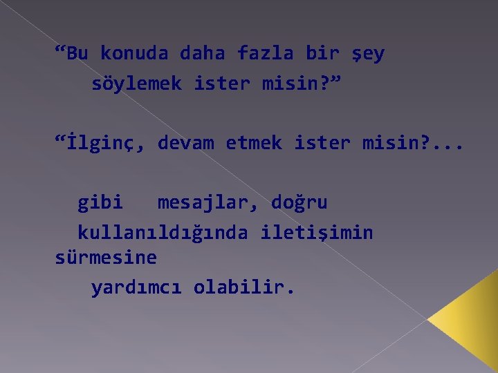 “Bu konuda daha fazla bir şey söylemek ister misin? ” “İlginç, devam etmek ister