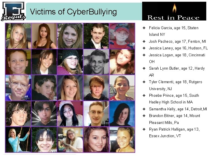 Victims of Cyber. Bullying v Felicia Garcia, age 15, Staten Island NY v Josh