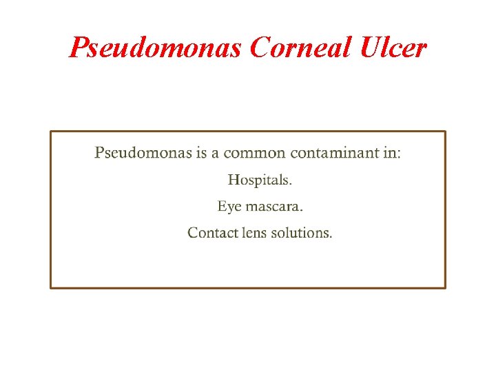 Pseudomonas Corneal Ulcer Pseudomonas Corneal Ulcer