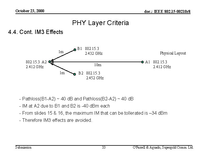 October 23, 2000 doc. : IEEE 802. 15 -00210 r 8 PHY Layer Criteria