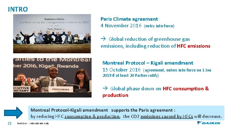 INTRO Paris Climate agreement 4 November 2016 (entry into force) Global reduction of greenhouse