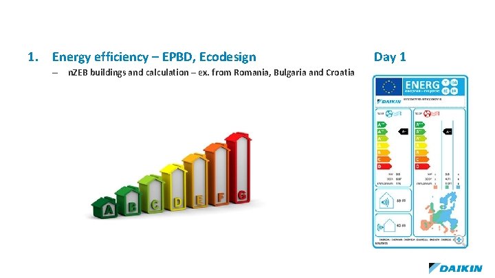 1. Energy efficiency – EPBD, Ecodesign – n. ZEB buildings and calculation – ex.