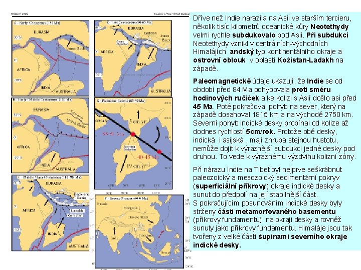 Dříve než Indie narazila na Asii ve starším tercieru, několik tisíc kilometrů oceanické kůry