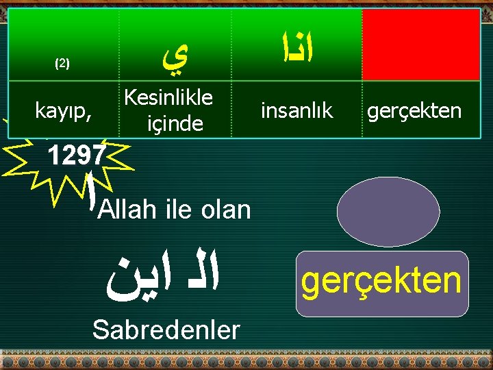  ﻱ (2 ) kayıp, Kesinlikle içinde ﺍﻧﺍ insanlık gerçekten 1297 ﺍ Allah ile