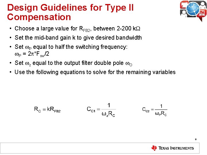 Design Guidelines for Type II Compensation • Choose a large value for RFB 2,