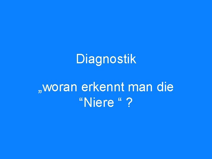 Diagnostik „woran erkennt man die “Niere “ ? 