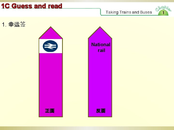 1 C Guess and read 1. 幸运签 National rail 正面 反面 