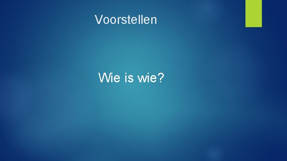 Voorstellen Wie is wie? 