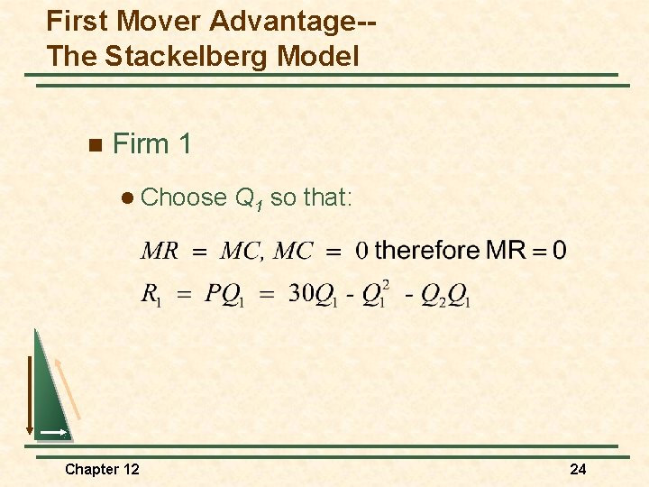 First Mover Advantage-The Stackelberg Model n Firm 1 l Choose Chapter 12 Q 1