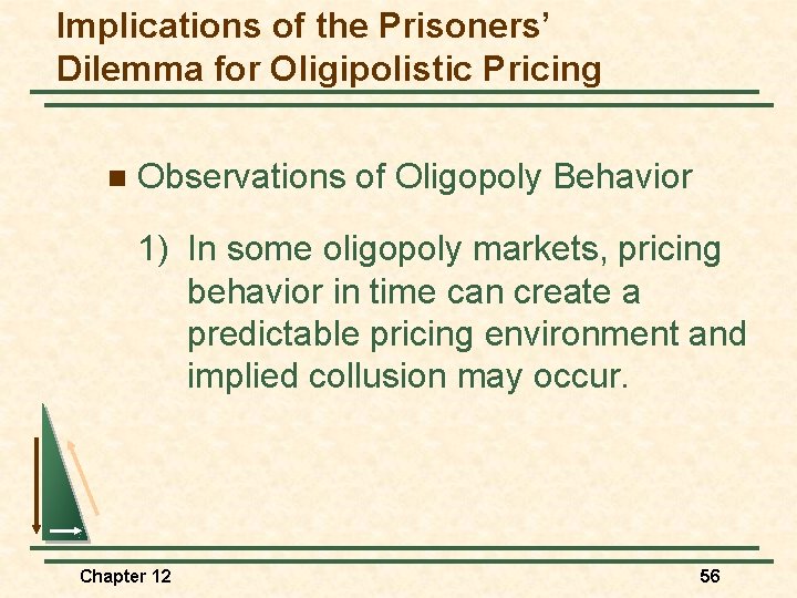 Implications of the Prisoners’ Dilemma for Oligipolistic Pricing n Observations of Oligopoly Behavior 1)