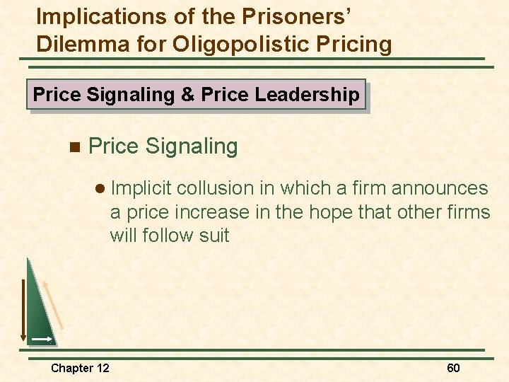 Implications of the Prisoners’ Dilemma for Oligopolistic Pricing Price Signaling & Price Leadership n