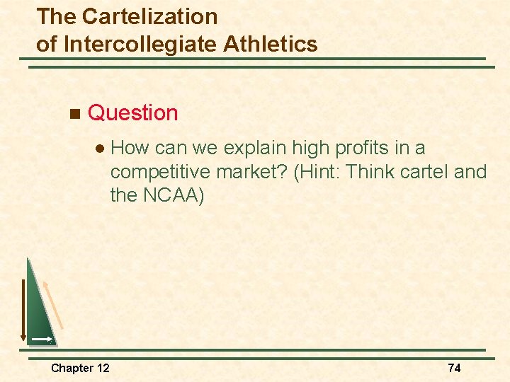 The Cartelization of Intercollegiate Athletics n Question l Chapter 12 How can we explain
