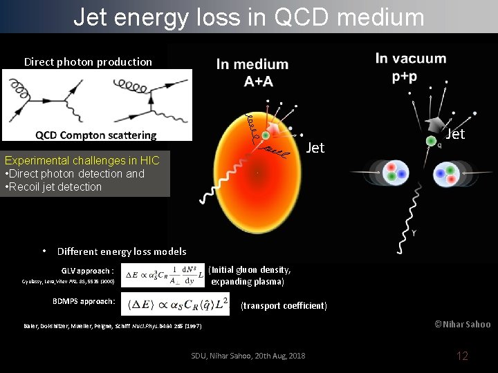 Jet energy loss in QCD medium Direct photon production Jet Experimental challenges in HIC