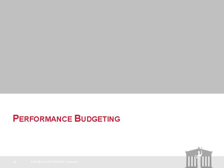 PERFORMANCE BUDGETING 26 REPUBLIK ÖSTERREICH Parlament 