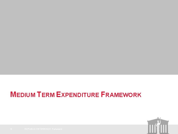 MEDIUM TERM EXPENDITURE FRAMEWORK 8 REPUBLIK ÖSTERREICH Parlament 