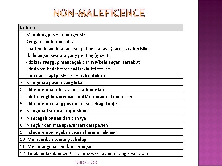 Kriteria 1. Menolong pasien emergensi : Dengan gambaran sbb : - pasien dalam keadaan