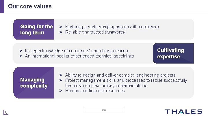 Our core values Going for the long term Nurturing a partnership approach with customers