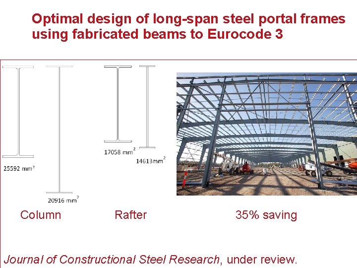 Optimal design of long-span steel portal frames using fabricated beams to Eurocode 3 Column
