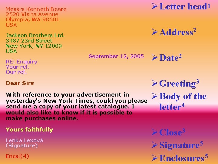 Messrs Kenneth Beare 2520 Visita Avenue Olympia, WA 98501 USA Ø Letter head 1