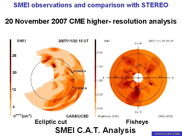 SMEI observations and comparison with STEREO 20 November 2007 CME higher- resolution analysis Ecliptic