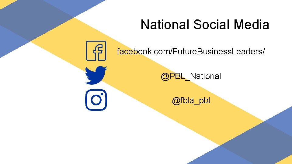 National Social Media facebook. com/Future. Business. Leaders/ @PBL_National @fbla_pbl 
