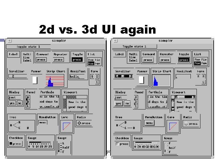 2 d vs. 3 d UI again CS 774 Spring 2004 