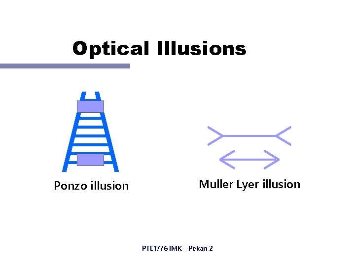 Optical Illusions Ponzo illusion Muller Lyer illusion PTE 1776 IMK - Pekan 2 