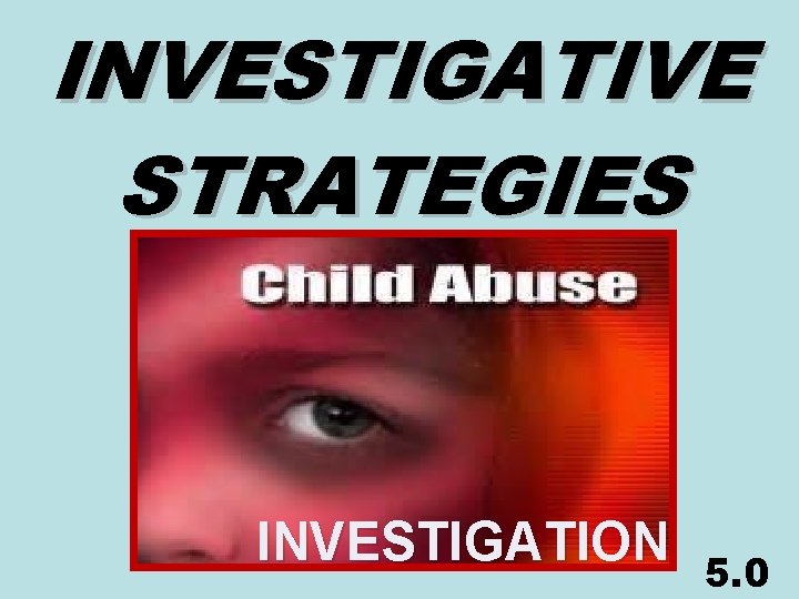 INVESTIGATIVE STRATEGIES INVESTIGATION 5. 0 