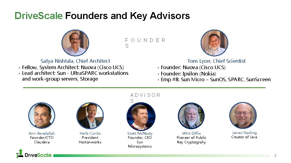 Drive. Scale Founders and Key Advisors F O U N D E R S