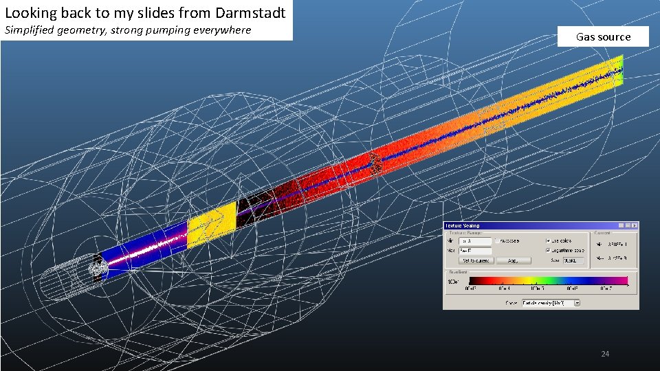 Looking back to my slides from Darmstadt Simplified geometry, strong pumping everywhere Gas source