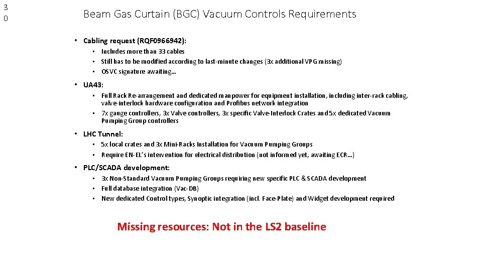 3 0 Beam Gas Curtain (BGC) Vacuum Controls Requirements • Cabling request (RQF 0966942):