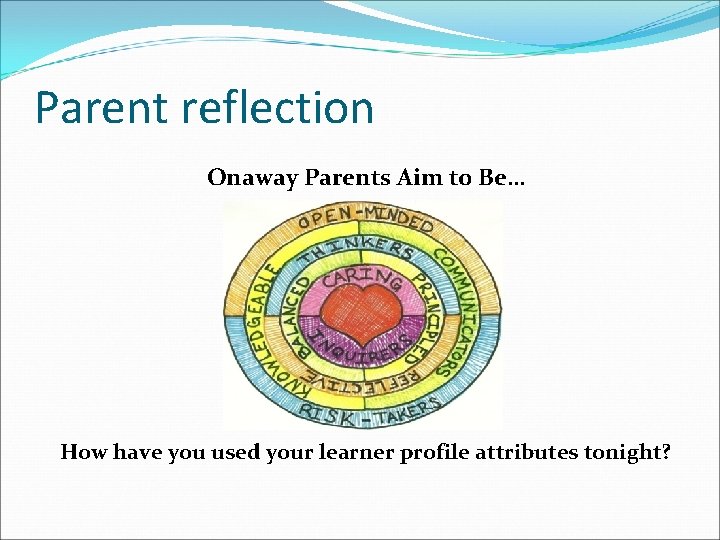 Parent reflection Onaway Parents Aim to Be… How have you used your learner profile