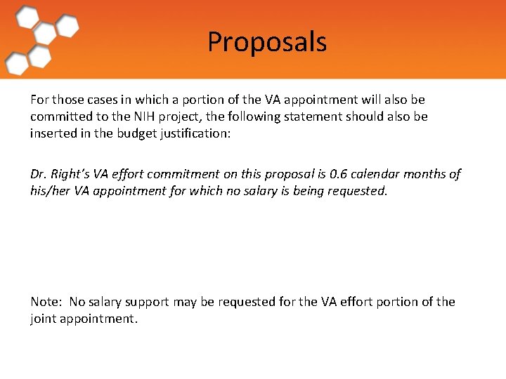 Proposals For those cases in which a portion of the VA appointment will also