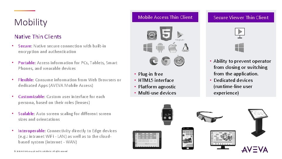 Mobile Access Thin Client Mobility Secure Viewer Thin Client Native Thin Clients • Secure: