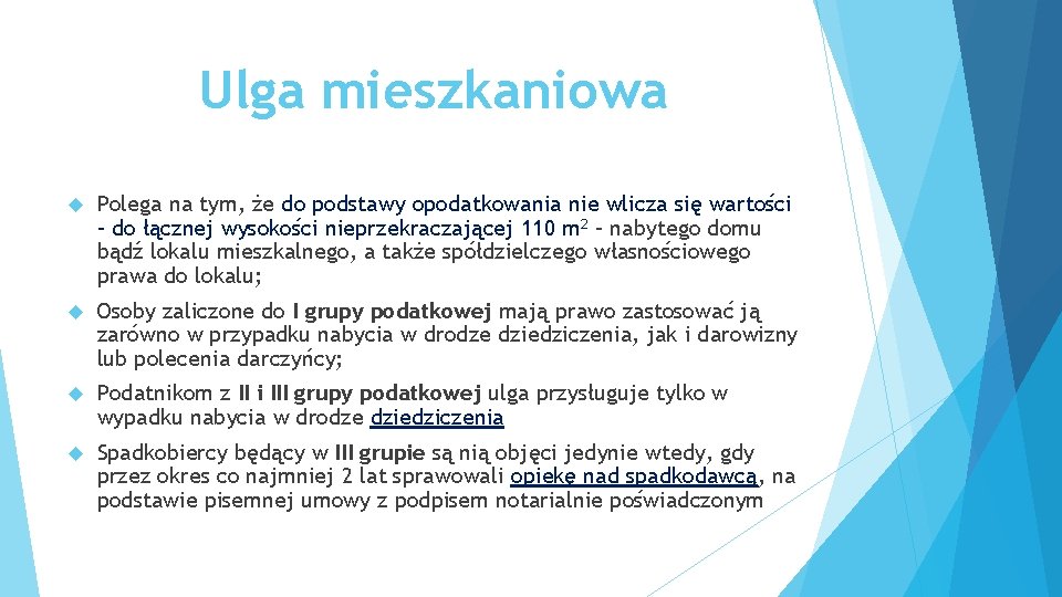 Ulga mieszkaniowa Polega na tym, że do podstawy opodatkowania nie wlicza się wartości –