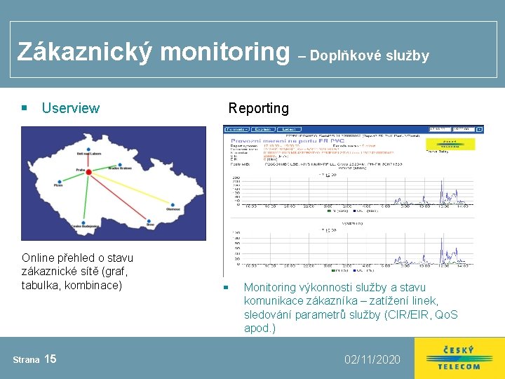 Zákaznický monitoring – Doplňkové služby Userview Online přehled o stavu zákaznické sítě (graf, tabulka,