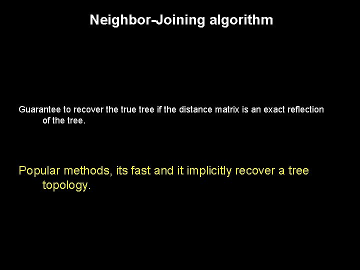 Neighbor-Joining algorithm Guarantee to recover the true tree if the distance matrix is an