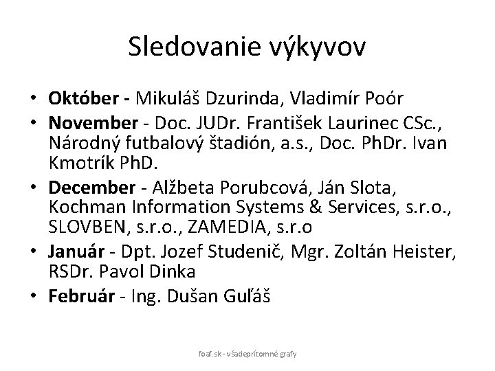 Sledovanie výkyvov • Október - Mikuláš Dzurinda, Vladimír Poór • November - Doc. JUDr.