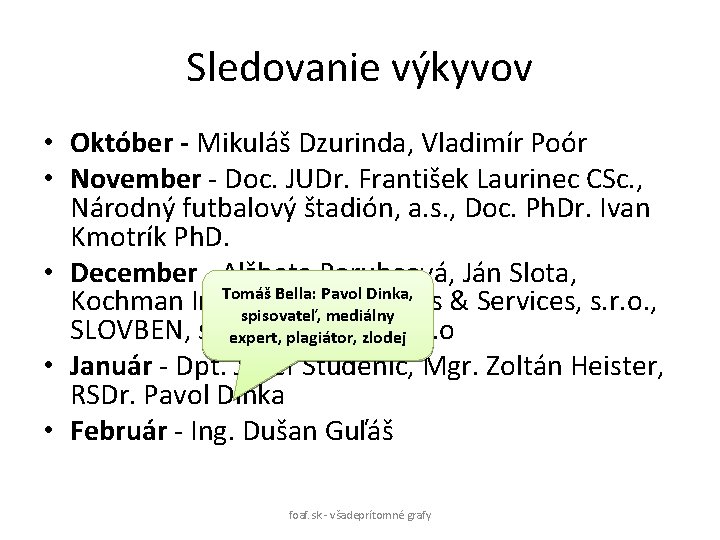 Sledovanie výkyvov • Október - Mikuláš Dzurinda, Vladimír Poór • November - Doc. JUDr.