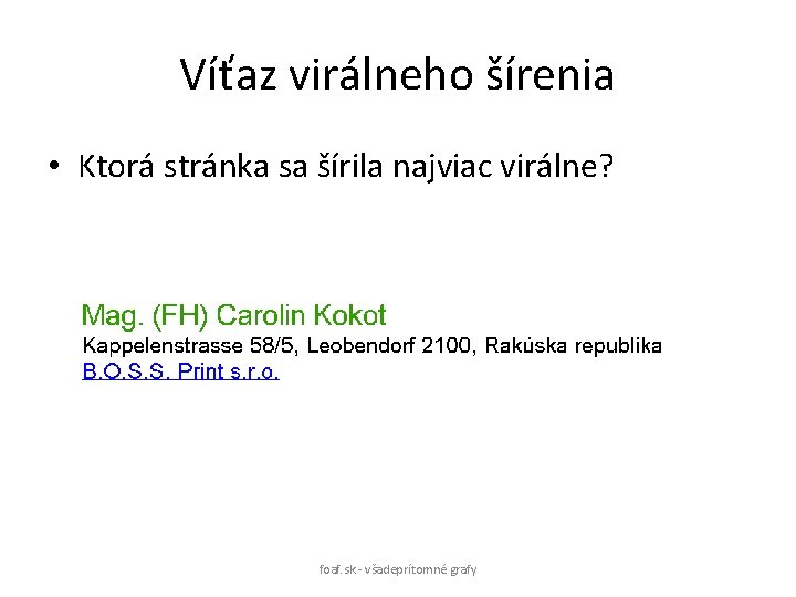 Víťaz virálneho šírenia • Ktorá stránka sa šírila najviac virálne? foaf. sk - všadeprítomné